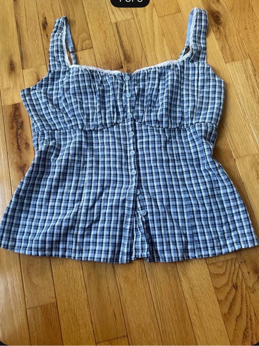 Hollister Blue Plaid Button-Front Tank
